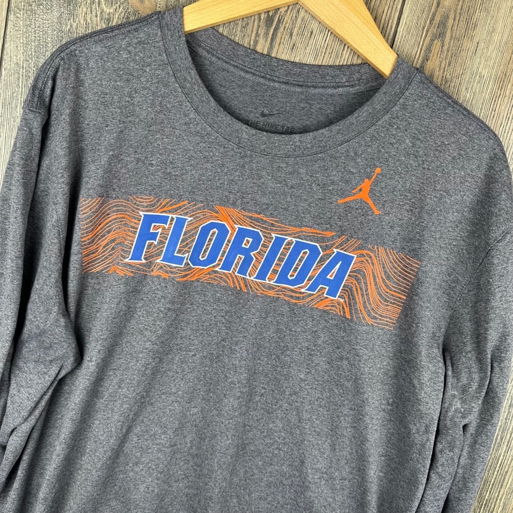 Jordan Florida Gators  Dri-FIT Long Sleeve Shirt Mens XL Grey Jumpman T-Shirt